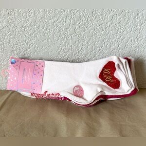 Juicy Couture Cream, Pink and Red Love Crew Socks 6 pairs